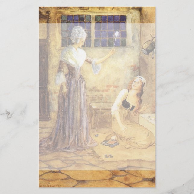 Papelaria Vintage Fairy Tale Cinderella com Fada Godmama (Frente)