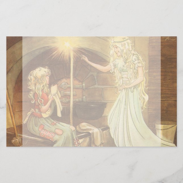 Papelaria Vintage Fairy Tale, Cinderella e Fairy Godmães (Frente)