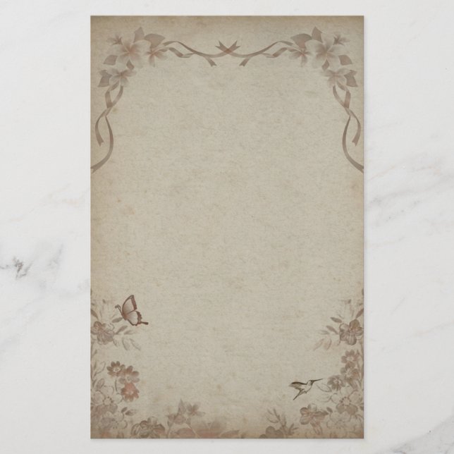 Papelaria Vintage Floral Beige (Frente)