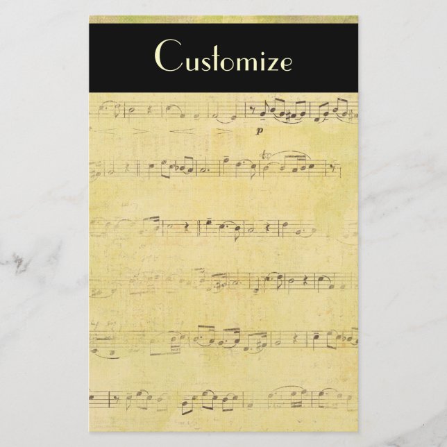 Papelaria Vintage Grunge Antique Musical Notes (Frente)