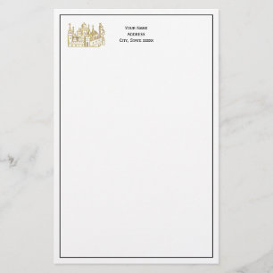 Papelaria Vintage Heraldic Castle #2 Crest Faux Dourado
