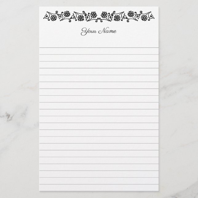Papelaria Vintage Personalizada com Margaridas e O (Frente)