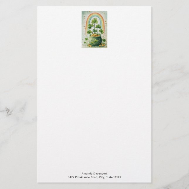 Papelaria Vintage Pot of Gold and Rainbow (Frente)