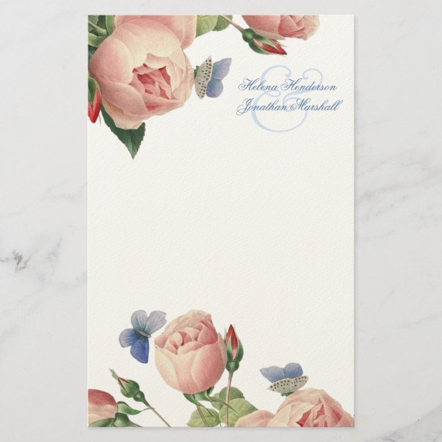 Papelaria Vintage Rosa Casamento Obrigado Stationery (Frente)