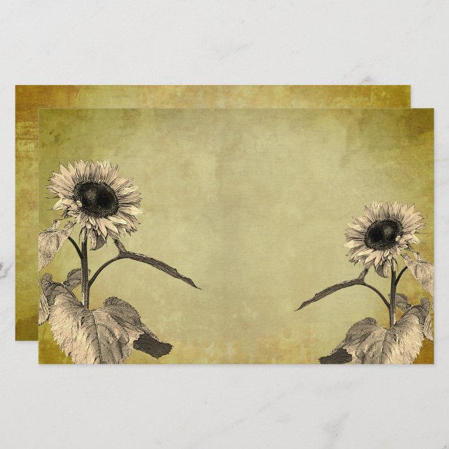 Papelaria Vintage Sunflower (Frente/Verso)