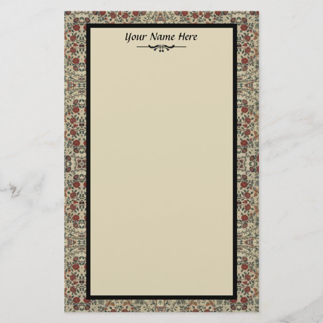 Papelaria Vintage Têxtil com Flores e Aves (Frente)