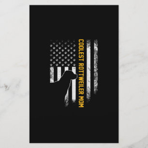 Papelaria Vintage USA Flag Coolest Rottweiler Mãe