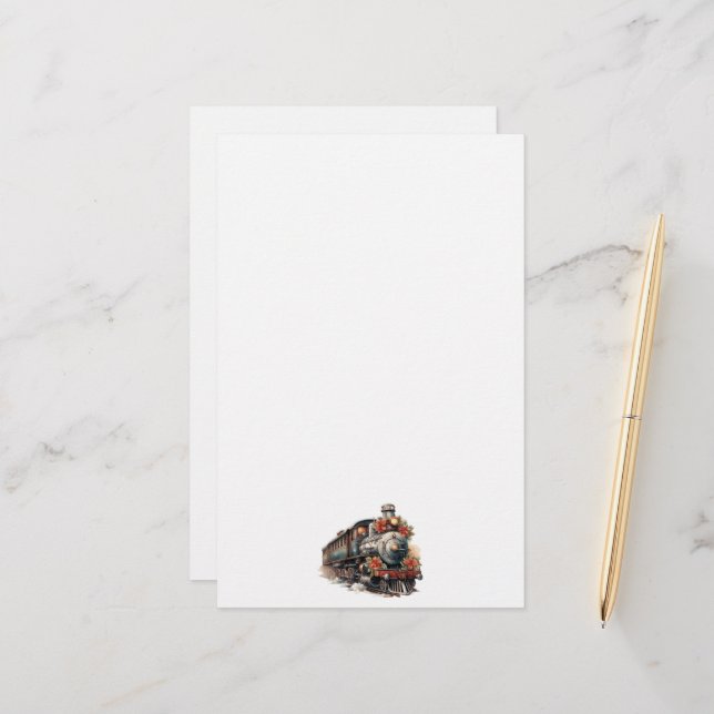 Papelaria Vintage Vapor Train Tradicional (Frente/Verso In Situ)