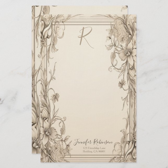 Papelaria Vintage Victorian Look Stationery (Frente/Verso)