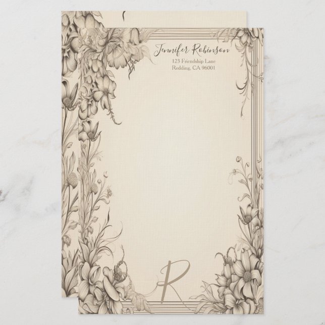 Papelaria Vintage Victorian Look Stationery (Frente/Verso)