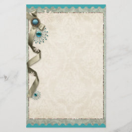 Papelaria Vintage Winter snowflake ribbon damask teal gold