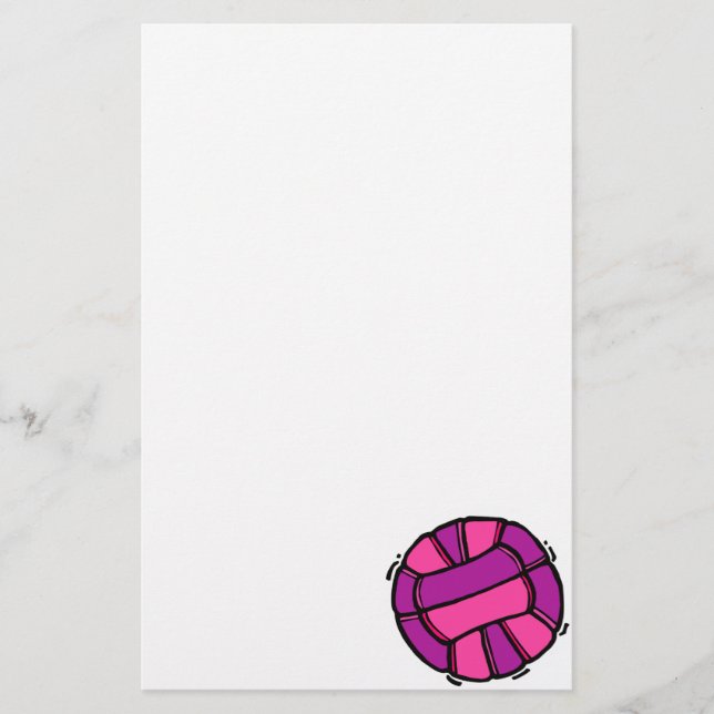 Papelaria Voleibol cor-de-rosa & roxo (Frente)