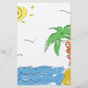 Papelaria Watercolor Beach Palm Tree Stationery Set - Trópic