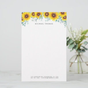 Papelaria Watercolor Girassóis e Eucalyptus Personalizados