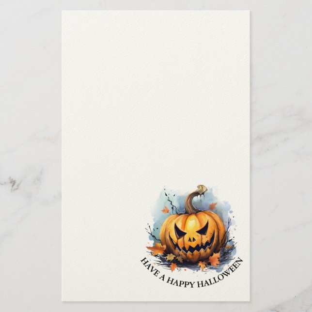 Papelaria Watercolor Jack-o-lantern (Frente)