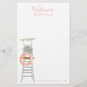 Papelaria Watercolor Lifeguard Stand Cadeira Praia House