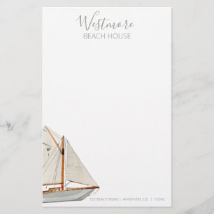 Papelaria Watercolor Sailboat Beach House