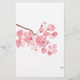 Papelaria Watercolour do original da flor de cerejeira