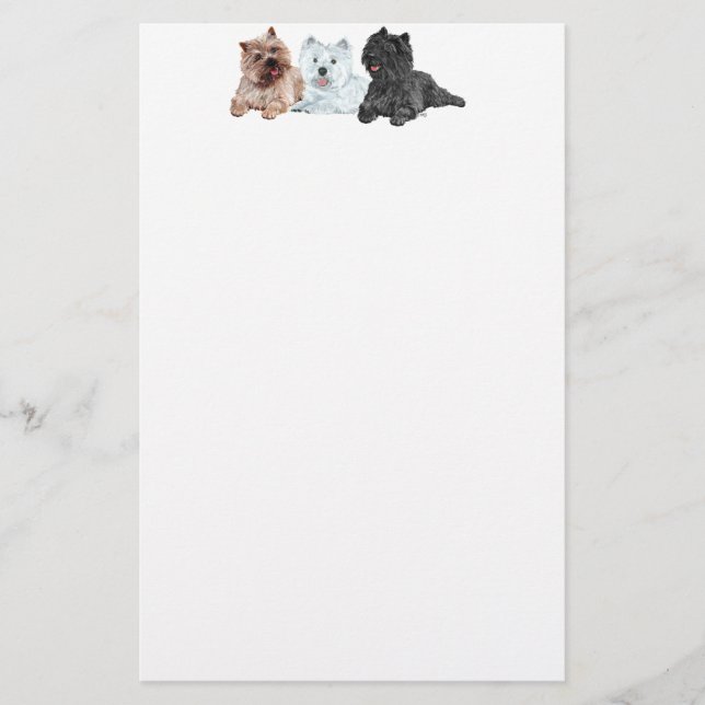 Papelaria Westie com dois Cairn Terriers (Frente)