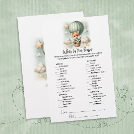 Papelaria What's In Your Purse Fox Baby Shower Game Card