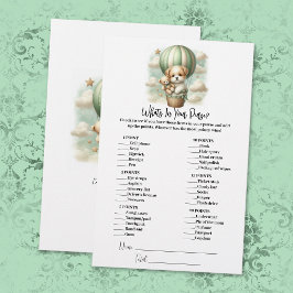 Papelaria What's In Your Purse Puppy Baby Shower Game Card