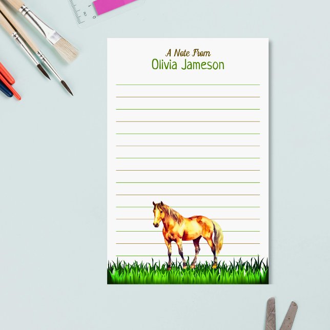 Papelaria Whimsical Kid's Name HORSE Lined Stationery (Whimsical Kid's Name HORSE Lined Stationery)