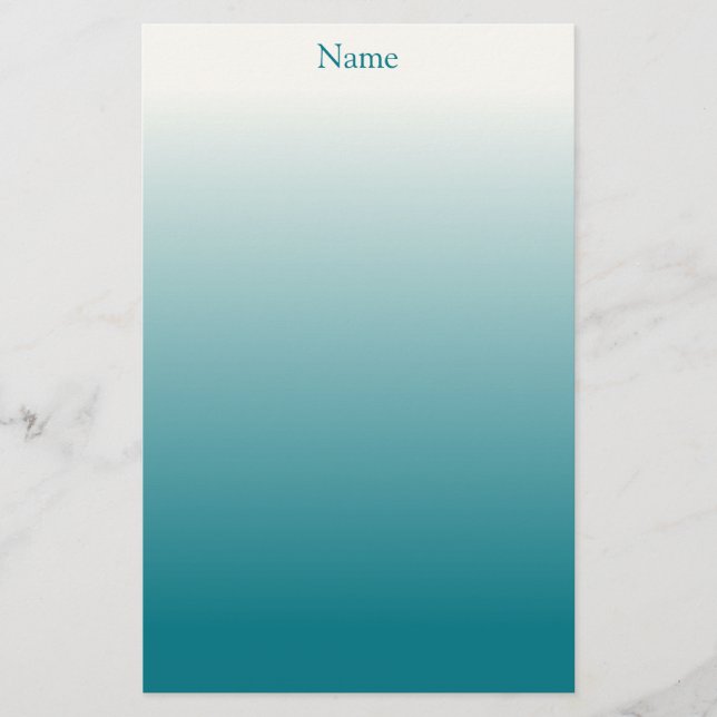 Papelaria White e Teal Ombre Personalizados (Frente)