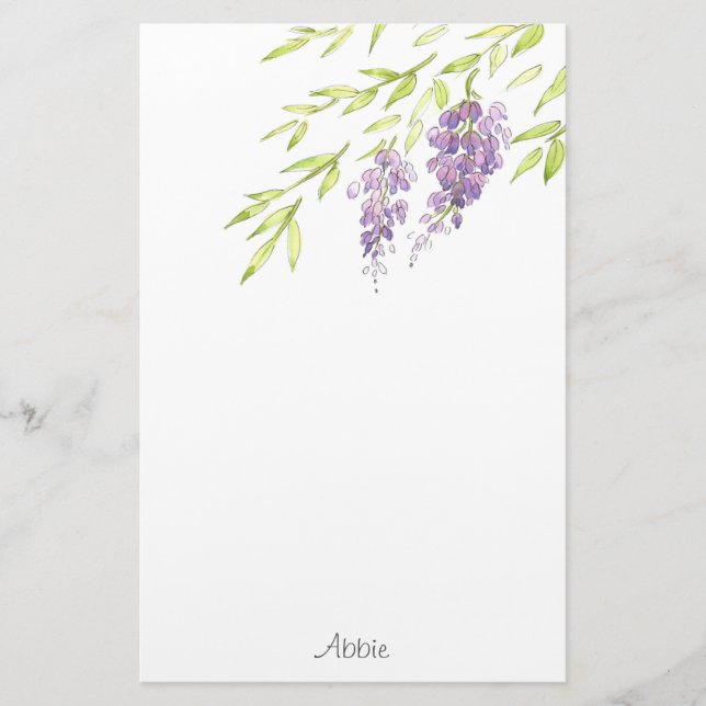 Papelaria Wisteria de aquarela e Caneta (Frente)