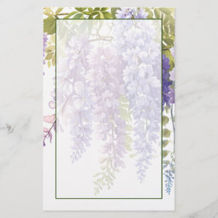 Papelaria Wisteria floral de cor-de-água púrpura Elegante