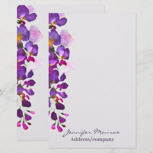 Papelaria Wisteria roxa personalizada