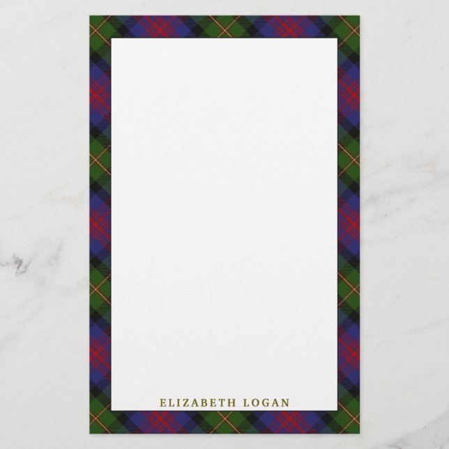Papelaria Xadrez de clã Logan Tartan (Frente)