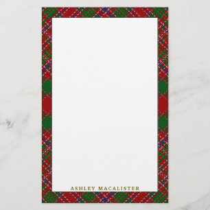 Papelaria Xadrez de Clan MacAlister Tartan