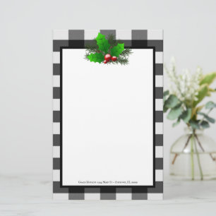 Papelaria Xadrez de Natal Holly Buffalo Personalizada
