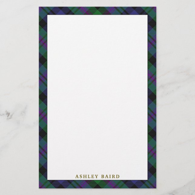 Papelaria Xadrez de Tartan elegante de Baird do clã (Frente)