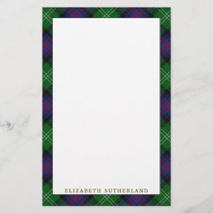 Papelaria Xadrez de Tartan elegante de Sutherland do clã