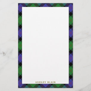Papelaria Xadrez Elegante Clan Blair Tartan