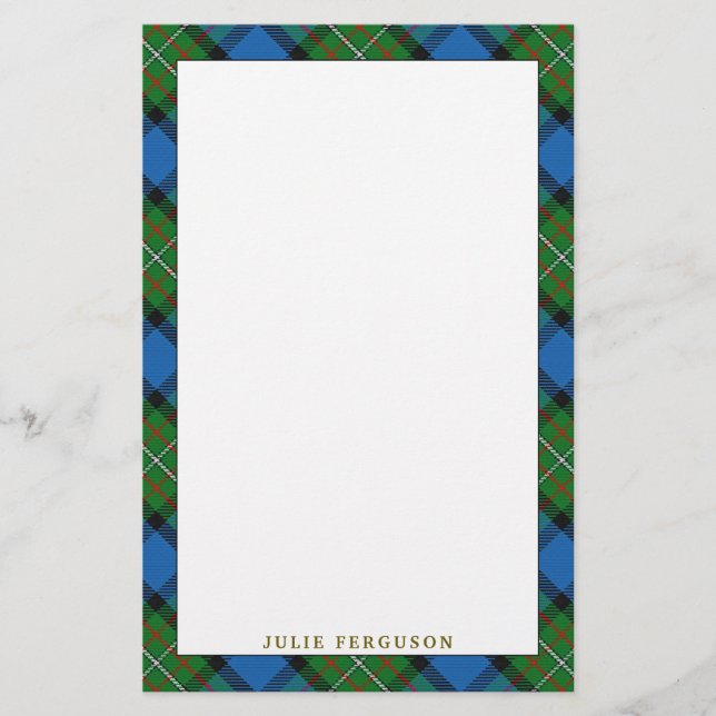 Papelaria Xadrez Elegante Clan Fergusson Ferguson Tartan (Frente)