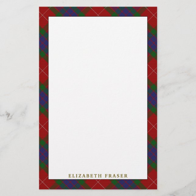 Papelaria Xadrez Elegante Clan Fraser Tartan (Frente)
