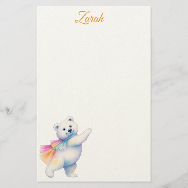Papelaria Zarah the Dancing Polar Bear | Personalized (Frente)