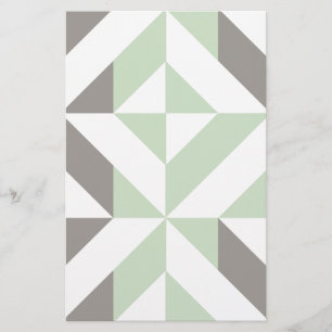 Papelaria ZigZag Geométrico de Sage Green e Silver