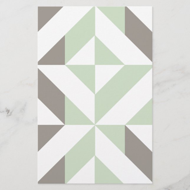 Papelaria ZigZag Geométrico de Sage Green e Silver (Frente)