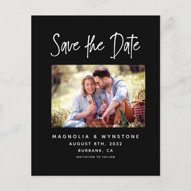 PAPER Black Photo Wedding Save the Date Flyer (Frente)