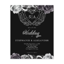 PAPER Gótico Monograma Rosas Esqueleto Mãos Casame