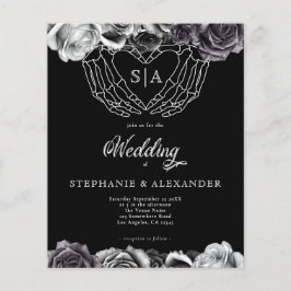 PAPER Gótico Monograma Rosas Esqueleto Mãos Casame