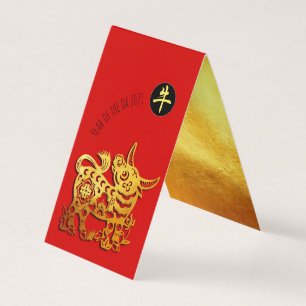 Papercut de Ox Ouro Vermelho Chinês Ano Novo 2021