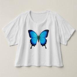Papilio Ulysses Borboleta Damas Camisa De Corte