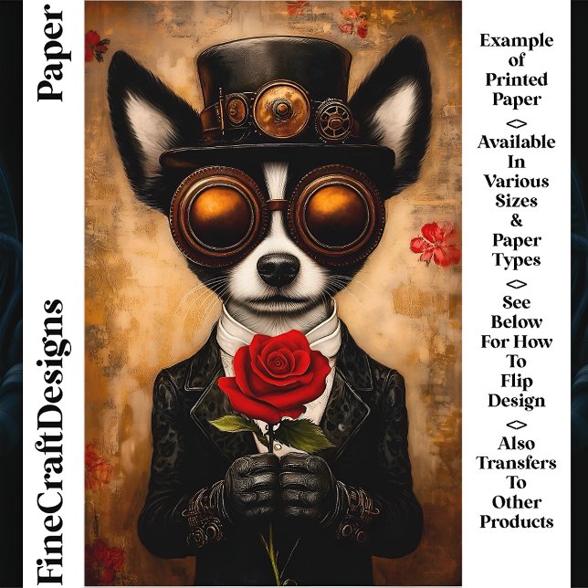 Papillon Dog, Óculos, Artesanato CQ6 Rosa vermelha (Criador carregado)