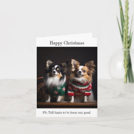 Papillon Dogs no Cartão dos Suéteres de Natal