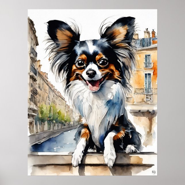 Papillon - Impressão de Arte Canina (Frente)
