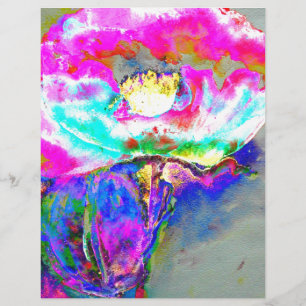 Papoila cor-de-rosa, pintura floral aquosa